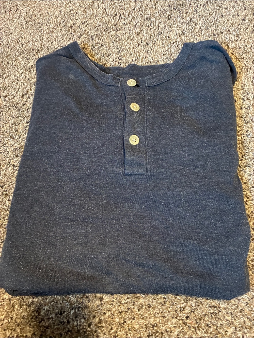 Navy Henley Shirt with Button Placket